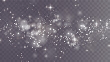 Bokeh Light Lights Effect Background. White Png Dust Light. Christmas Background Of Shining Dust Christmas Glowing Light Bokeh Confetti And Spark Overlay Texture For Your Design.	
