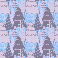 Christmas background vector seamless pattern of stylized Christmas trees. Wallpaper for wrapping paper, invitations, paper and cards, website backgrounds. New Year and Christmas festive forest conifer