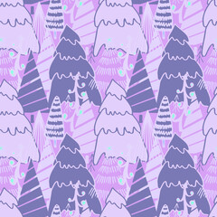 Christmas background vector seamless pattern of stylized Christmas trees. Wallpaper for wrapping paper, invitations, paper and cards, website backgrounds. New Year and Christmas festive forest conifer