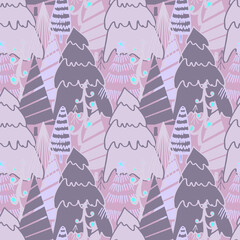 Christmas background vector seamless pattern of stylized Christmas trees. Wallpaper for wrapping paper, invitations, paper and cards, website backgrounds. New Year and Christmas festive forest conifer
