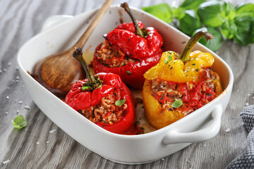 Sticker - Bell pepper stuffed filled with meat and rice