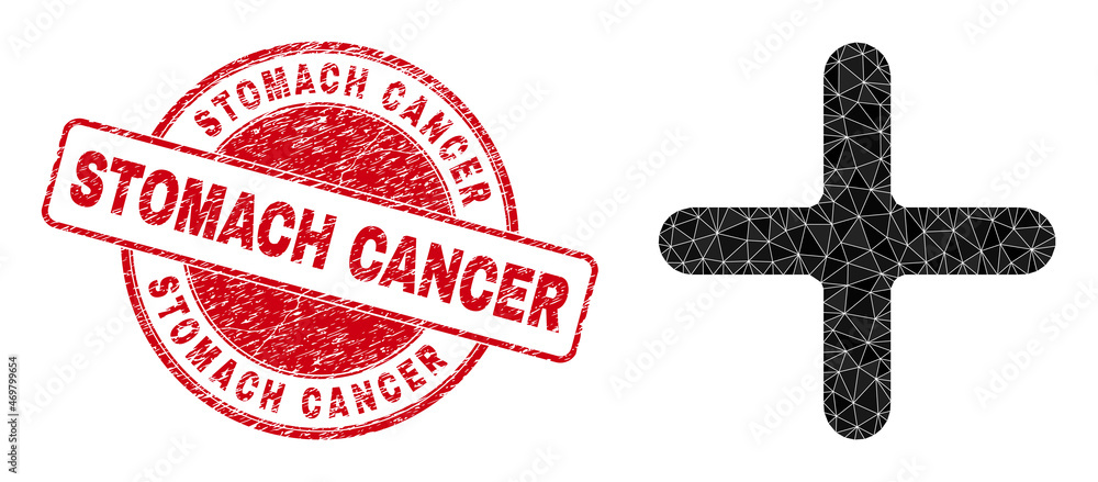 Low-Poly triangulated cross icon illustration with Stomach Cancer ...