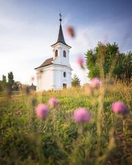 Wall Mural - Nice old white chapel at Balatonlelle