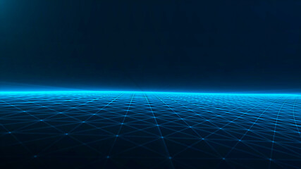 Abstract network technology concept. 3d illustration background . Abstract digital landscape with particles dots