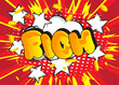 Rich. Comic book word text on abstract comics background. Retro pop art style illustration.