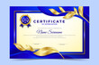 © Astira - Blue and golden leaves environmental certificate template