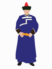 Wall Mural - illustration of man posing in traditional Mongolian dress