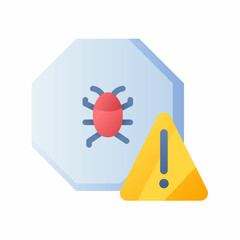 Wall Mural - warning sign bug alert danger single isolated icon with smooth style