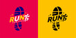 © CYBERUSS - Run sport club logo design templates, Run lettering typography icon, Tournaments and marathons logotype concept