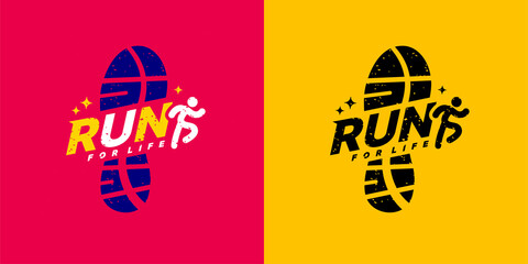 Run sport club logo design templates, Run lettering typography icon, Tournaments and marathons logotype concept