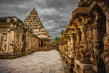 Beautiful Pallava architecture and exclusive sculptures at The Kanchipuram Kailasanathar temple, Oldest Hindu temple in Kanchipuram, Tamil Nadu - One of the best archeological sites in South India