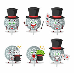 Sticker - A snowflake cookies candy Magician cartoon character perform on a stage