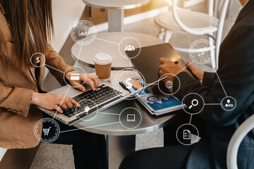 co working process, team working.coding software developer work with ar new design dashboard compute