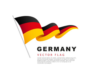 Wall Mural - The flag of Germany hangs on a flagpole fluttering in the wind. Vector illustration isolated on white background.