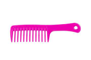 pink, female hairbrush isolated on white background.