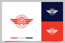 Aviation Vintage Modern With Letter M And Wing Logo Design