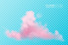Realistic Pink Cloud On A Transparent Background. Vector Illustration