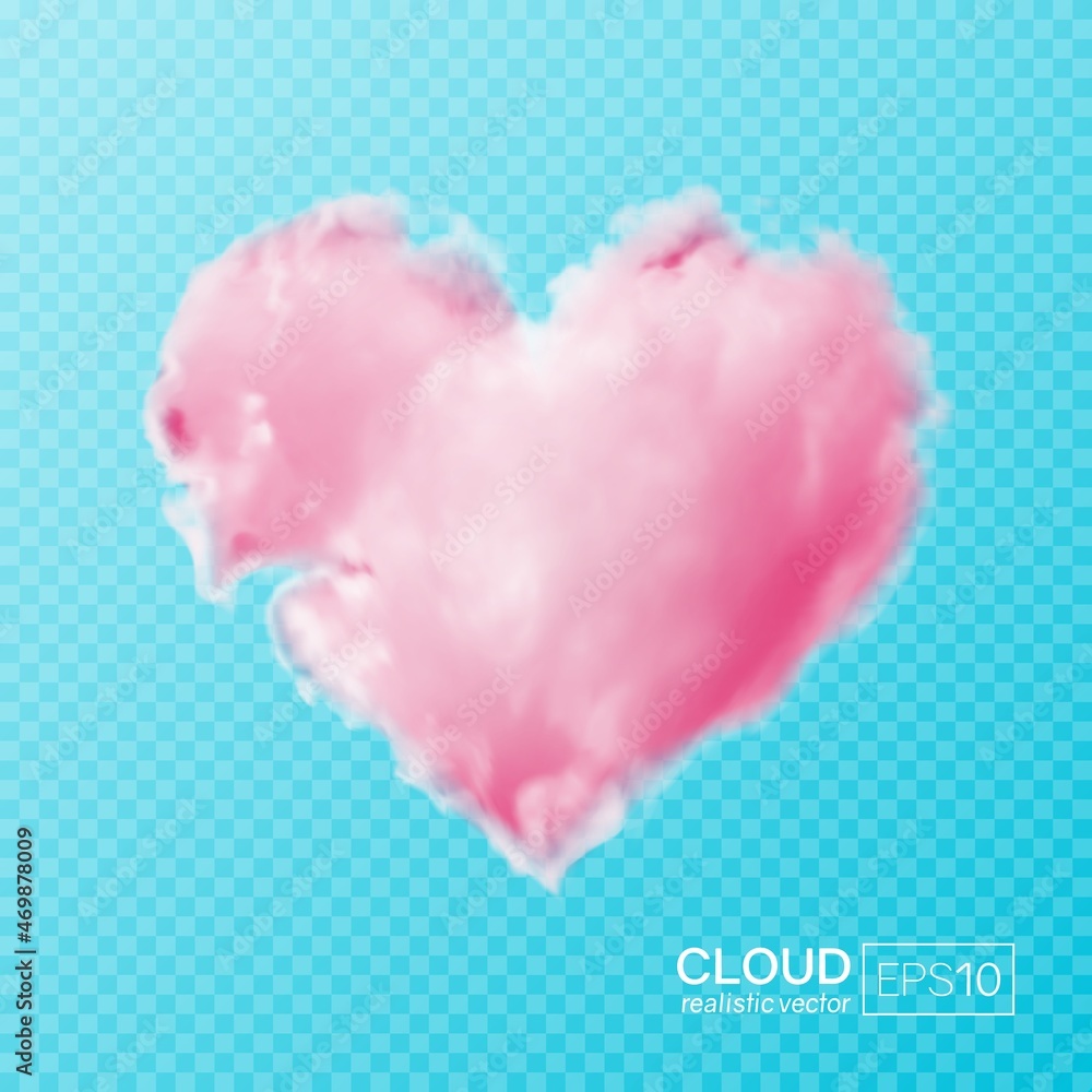 เวกเตอร์ Stock Heart shaped pink cloud on a transparent background ...