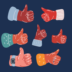 Wall Mural - Vector illustration of Thumbs up collection over dark backround