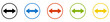 Bunter Banner mit 5 farbigen Icons: Pfeile nach rechts und links, Pfeil in beide Richtungen, Austausch, Wegweiser oder Wechselwirkung