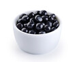 Black tapioca pearls for bubble tea isolated on white background. With clipping path.