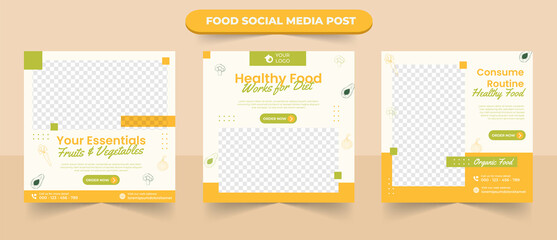Wall Mural - set of healthy food menu for social media post square usable for web ads poster flyer banner templat