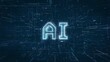 Artificial Intelligence AI title key word on a binary code digital network background