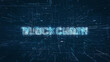 Blockchain title key word on a binary code digital network background