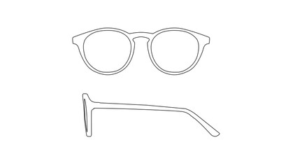 Sticker - Vector isolated Illustration of a Glasses Frame. Black glasses Frame Front and Side View