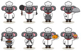 Fototapeta Pokój dzieciecy - Vector Illustration Of Chef Koala cartoon. Vector set of Animal chef character in different actions. Cute animals in chef uniform set.