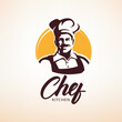Bakery, bistro, restaurant stylized emblem template with chef silhouette