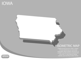 white isometric map of Iowa elements gray background for concept map easy to edit and customize. eps 10