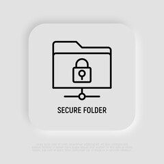 Wall Mural - secure folder thin line icon. modern vector illustration of data encryption.