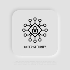 Wall Mural - cyber security thin line icon. modern vector illustration of data protection.