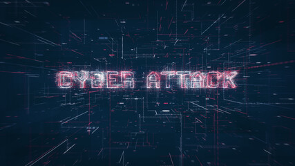 Wall Mural - cyber attack title key word on a binary code digital network background