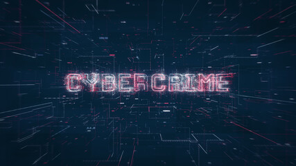 Poster - Cyber Crime title key word on a binary code digital network background