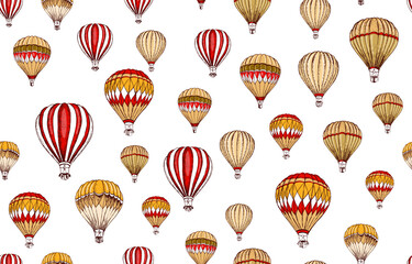 Wall Mural - Hot air balloons flying, Hand drawn illustration.	
