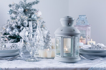 Sticker - Festive Christmas table in snowy white