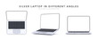 © bs_k1d - Collection mock-ups of 3d realistic laptops in silver color. Set of mockups generic device. Template laptop for presentation. Vector illustration