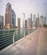 Day View Of Dubai Marina Bay With Cloudy Sky, UAE