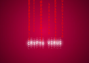 Wall Mural - crypto virus on a computer with an encrypt key icon and binary code illustration