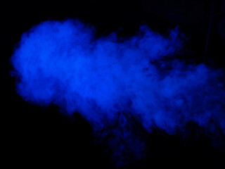 Leinwandbilder - Blue smoke texture on black background
