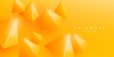 Wall Mural - yellow background with 3d triangle shapes creating decorated backdrop wallpaper