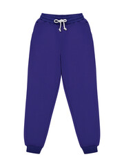 Wall Mural - Violet jogger pants mockup. Template Sports trousers front view for design. Fitness wear isolated on white