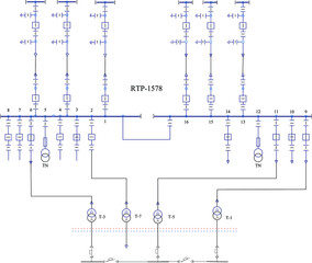 Wall Mural - Electric wiring diagram for power