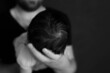© Svetlana - The head of a newborn child in the hands of the father. first photo session of a newborn black and white photo