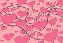 Simple Background With Pink Love Or Heart Pattern Design
