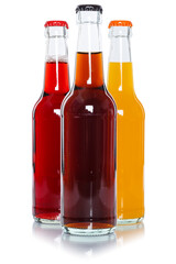 Wall Mural - Drinks lemonade cola drink softdrinks in bottles isolated on white