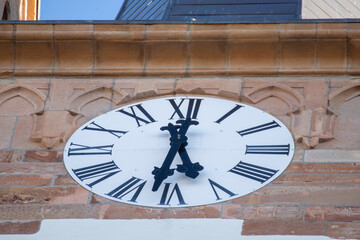 Wall Mural - Evangelical church tower Clock  in Bistrita, Romania,2021