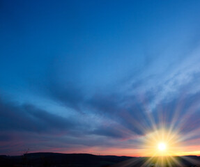 Wall Mural - beautiful sunset . nature background with colorful sky.